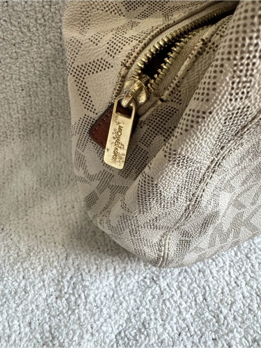 Michael Kors Cream MK Logo Hobo Bag